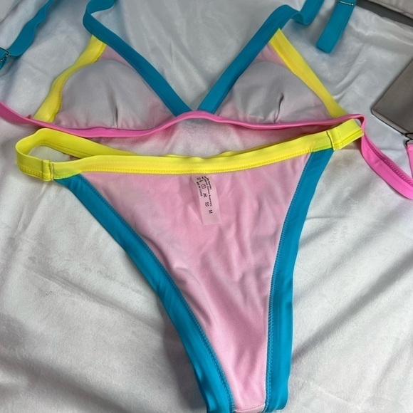 Neon Multicolored Small 2 Piece Bikini - Picture 7 of 8